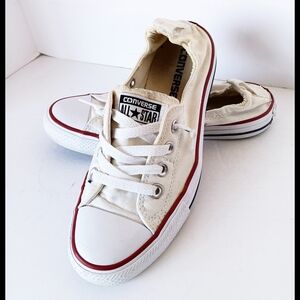 🤍 Converse All Star White Canvas Sneakers Shoes Womens 7 White Low Slip